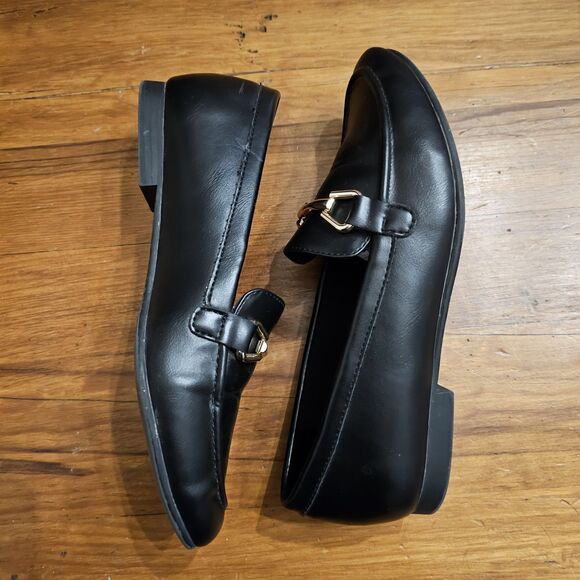 Michael Simon Black Horsebit Flat Loafers Size 8.5 Business Casual Trendy - Picture 8 of 9